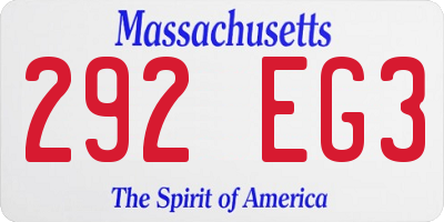 MA license plate 292EG3