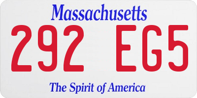 MA license plate 292EG5