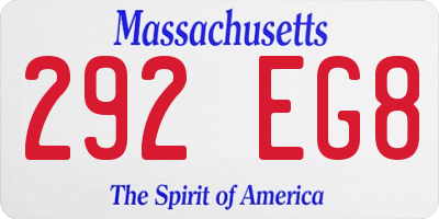 MA license plate 292EG8