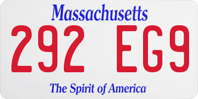 MA license plate 292EG9