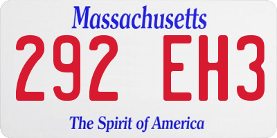 MA license plate 292EH3