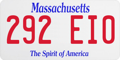 MA license plate 292EI0