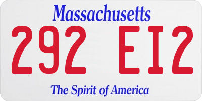 MA license plate 292EI2