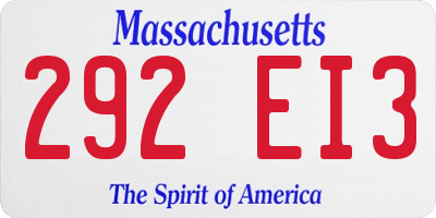 MA license plate 292EI3