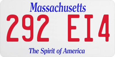 MA license plate 292EI4