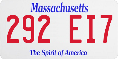 MA license plate 292EI7