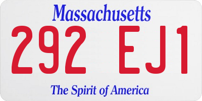 MA license plate 292EJ1