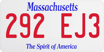 MA license plate 292EJ3