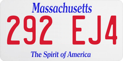 MA license plate 292EJ4