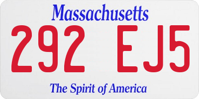 MA license plate 292EJ5