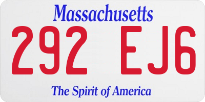 MA license plate 292EJ6