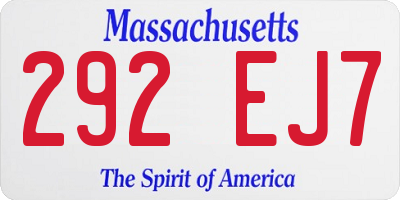 MA license plate 292EJ7