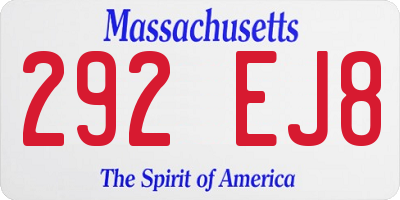 MA license plate 292EJ8