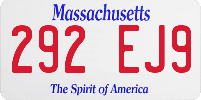 MA license plate 292EJ9