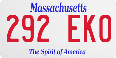 MA license plate 292EK0
