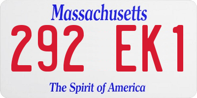 MA license plate 292EK1