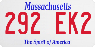 MA license plate 292EK2