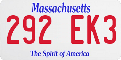 MA license plate 292EK3