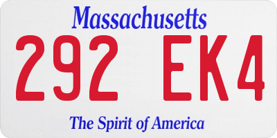 MA license plate 292EK4