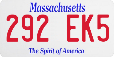 MA license plate 292EK5