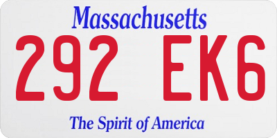 MA license plate 292EK6
