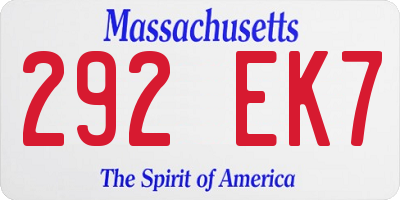 MA license plate 292EK7