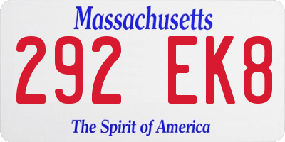 MA license plate 292EK8