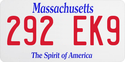 MA license plate 292EK9