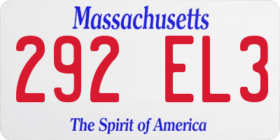 MA license plate 292EL3