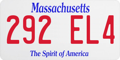 MA license plate 292EL4