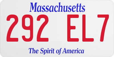 MA license plate 292EL7