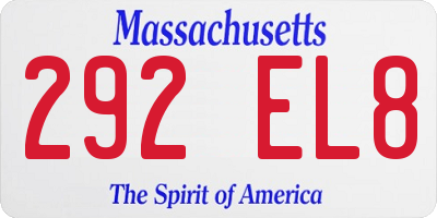 MA license plate 292EL8