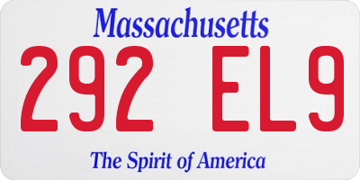 MA license plate 292EL9