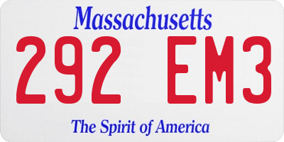 MA license plate 292EM3