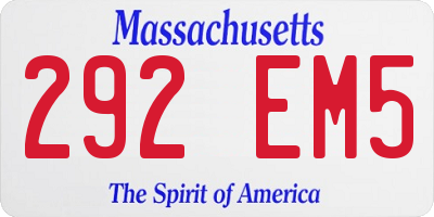 MA license plate 292EM5