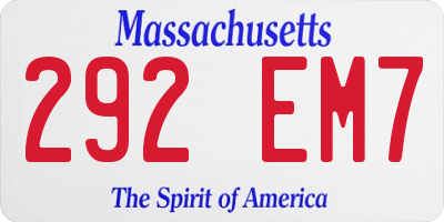 MA license plate 292EM7