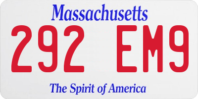 MA license plate 292EM9