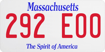 MA license plate 292EO0