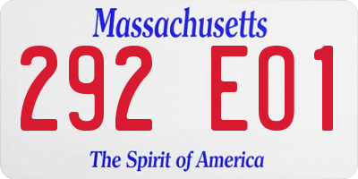 MA license plate 292EO1