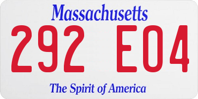MA license plate 292EO4