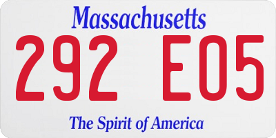 MA license plate 292EO5