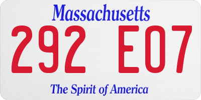 MA license plate 292EO7