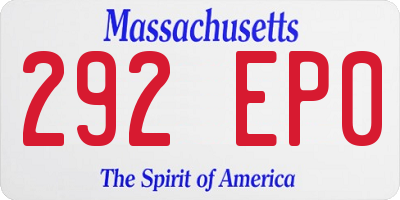 MA license plate 292EP0