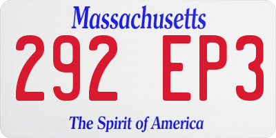 MA license plate 292EP3