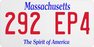 MA license plate 292EP4