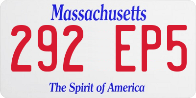 MA license plate 292EP5