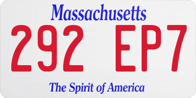 MA license plate 292EP7