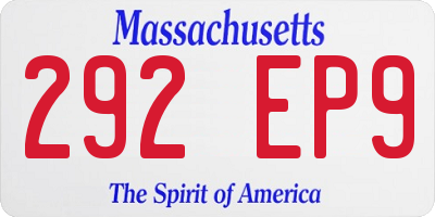 MA license plate 292EP9