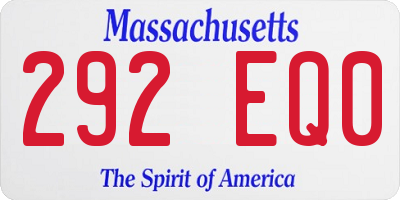 MA license plate 292EQ0