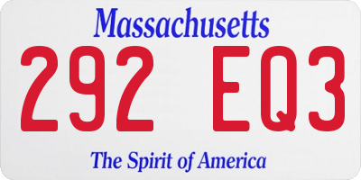 MA license plate 292EQ3